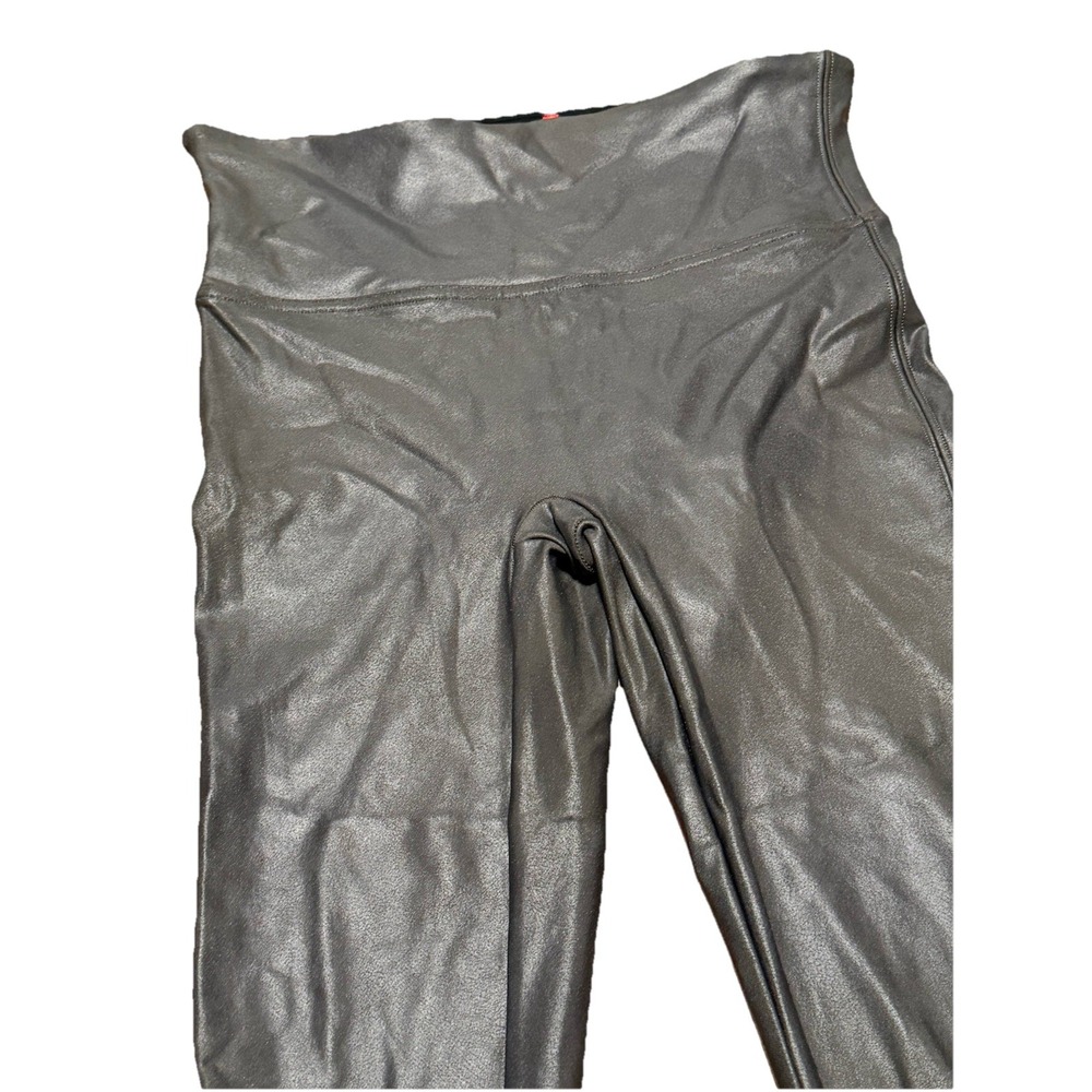 SPANX‎ Faux Leather Leggings Pants Brown Stretchy Medium Dress Club